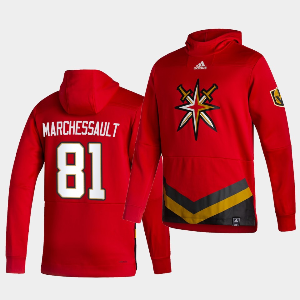 Men Vegas Golden Knights #81 Marchessault Red NHL 2021 Adidas Pullover Hoodie Jersey->more nhl jerseys->NHL Jersey